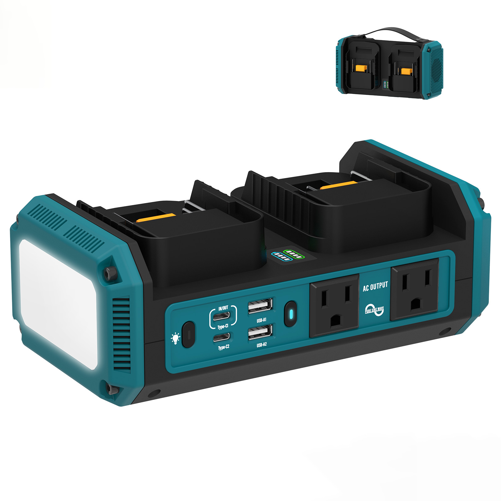 350W Dual Battery Power Inverter for Makita 18V 140W USB-C PD Pure Sine Wave