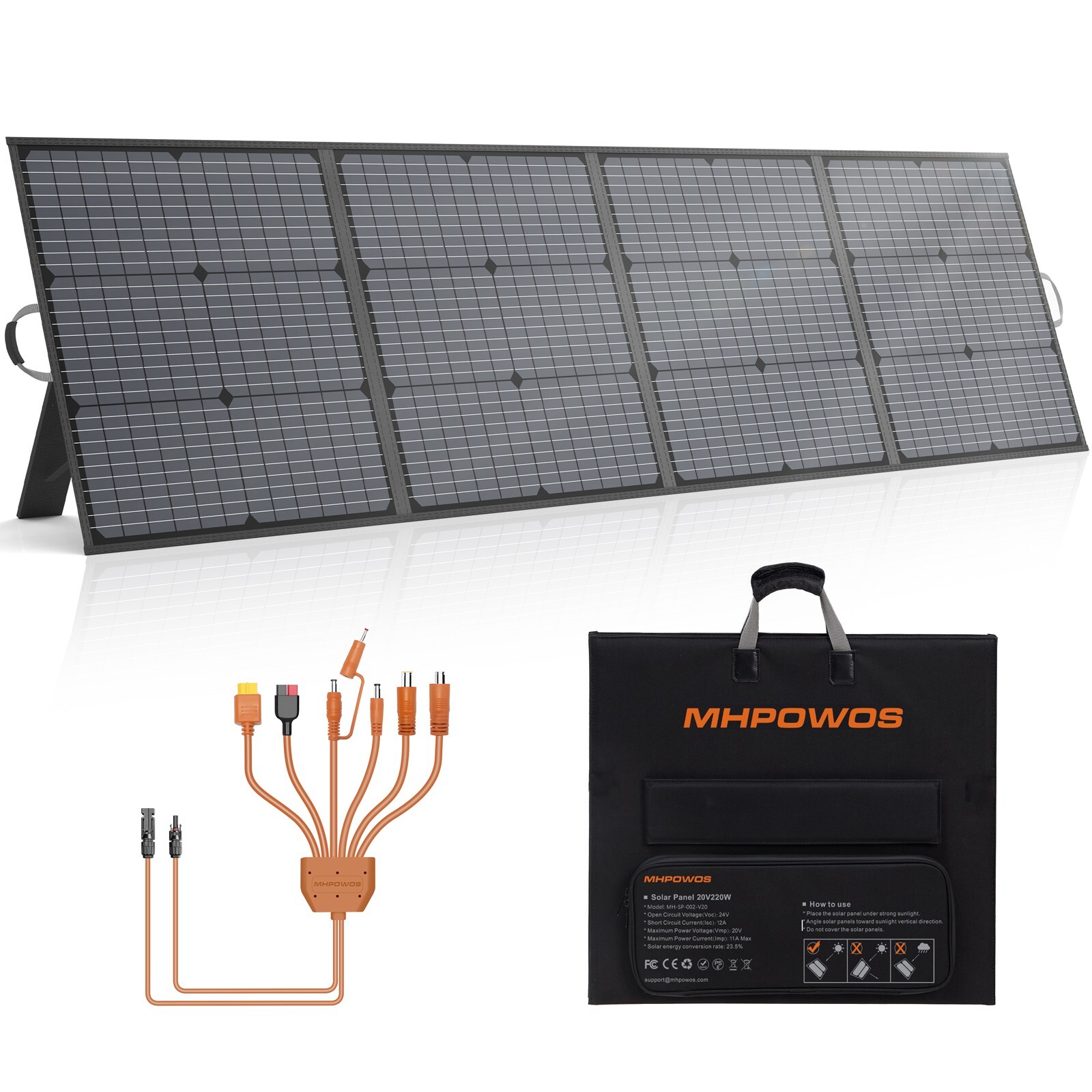 220W Solar Panel kit 20V 40V Foldable Solar Panel for Bluetti AC180 Powerstation