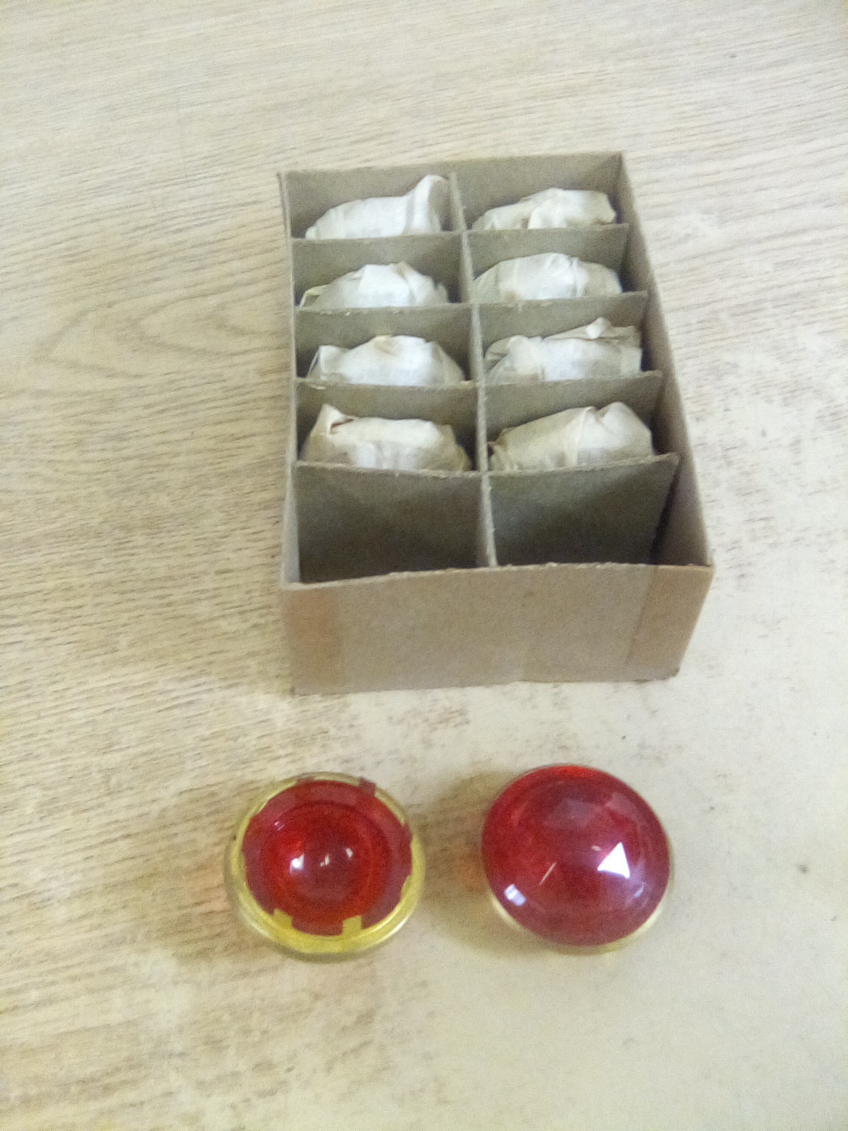 Lot Of 10 Vintage GE 42158 Red Circular Faceted Jewels