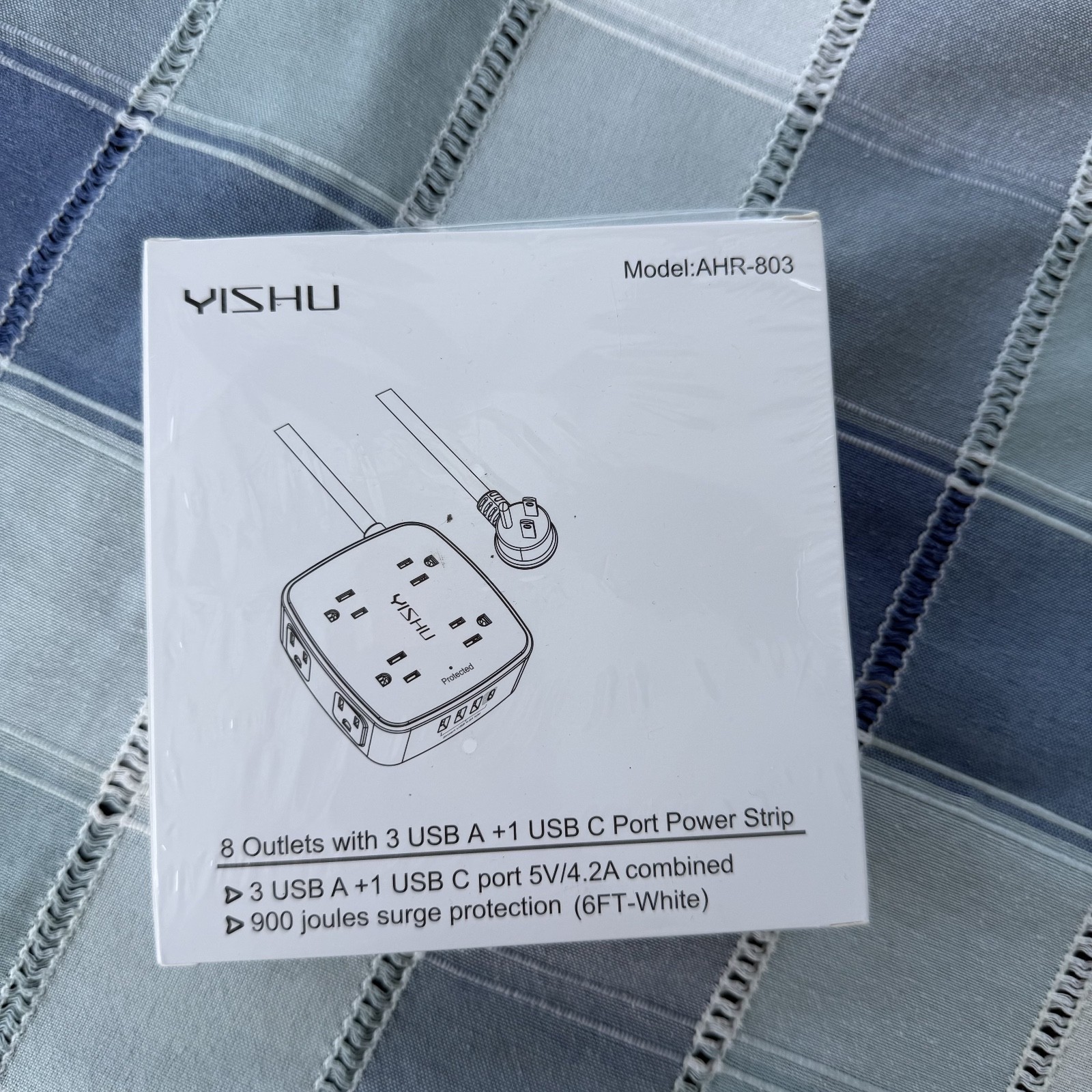 Yishu Model AHR 803 8 Outlets With 3 USB A +1 USB C Port Power Strip 62A