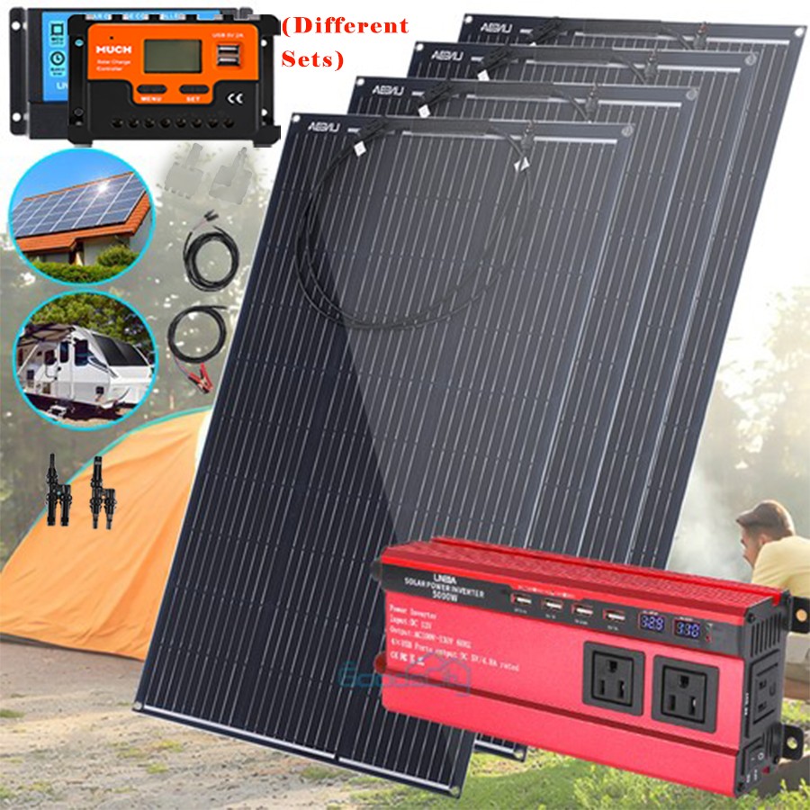 5000W Inverter with Solar Panel Kit & Controller 12V Off Grid For Home Camper RV