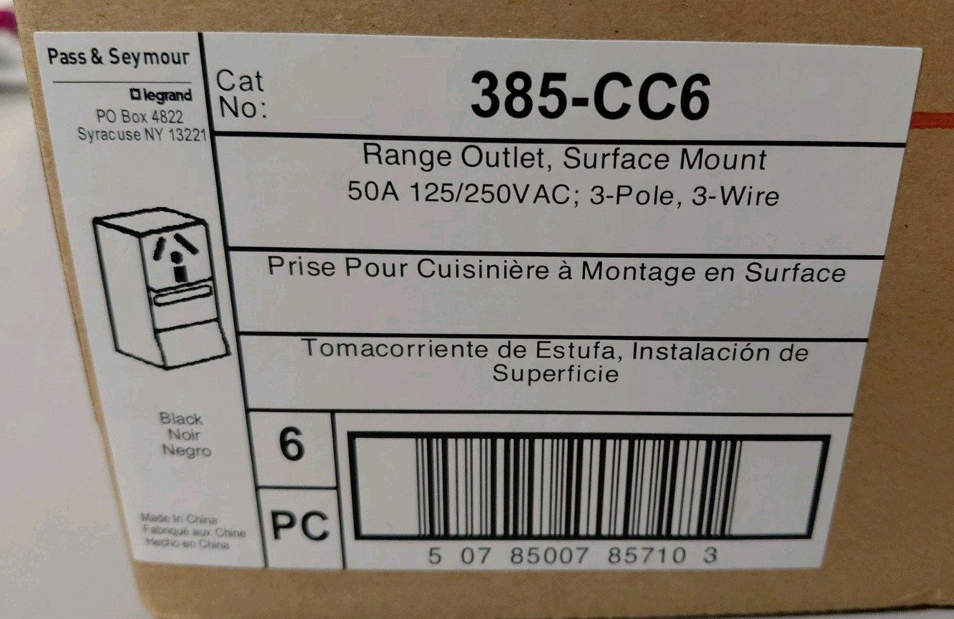 Lot Of 6 Legrand Surface Mount Outlets NEMA 10-50R