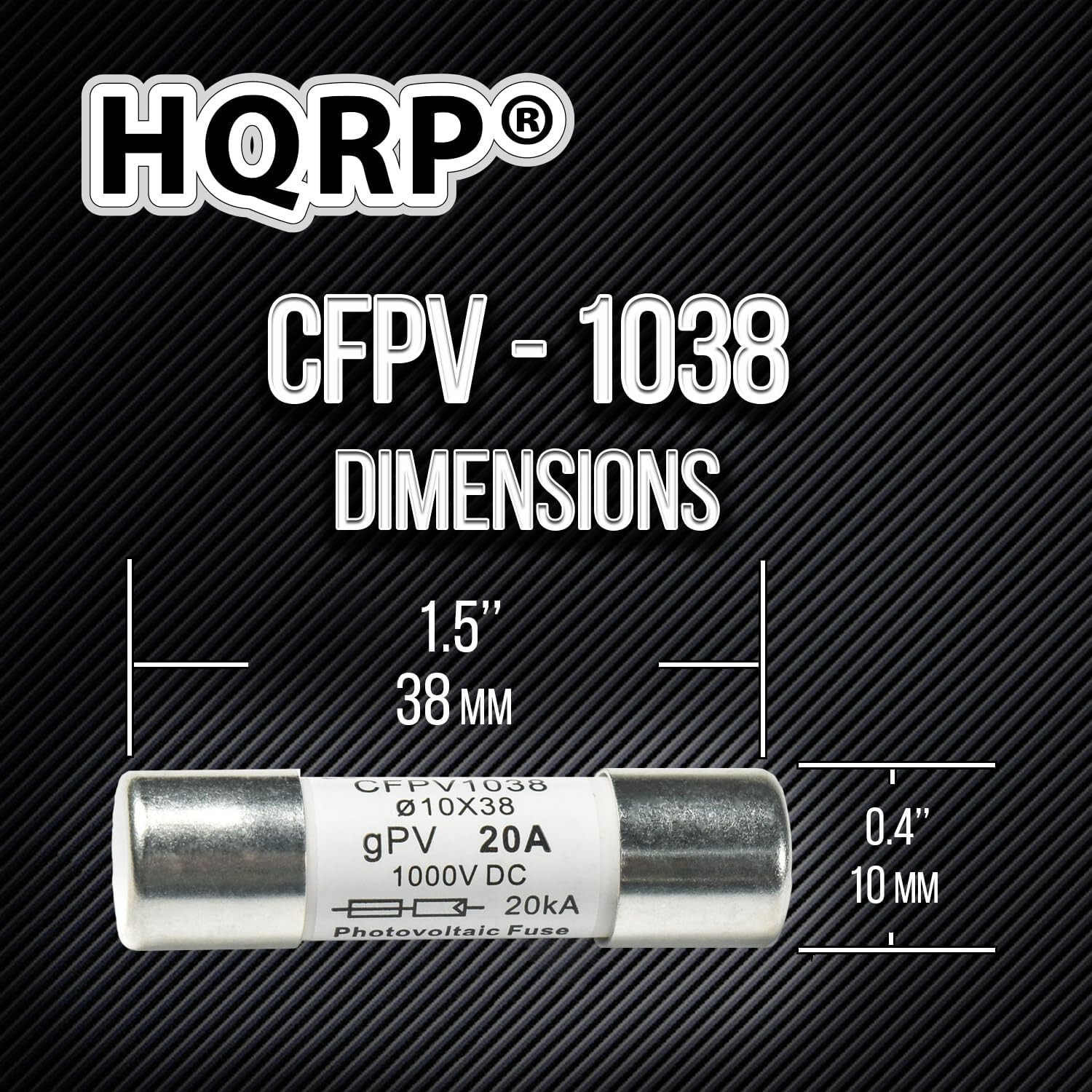 5-Pack HQRP Solar PV Fast Acting Photovoltaic Fuse Link CFPV-1038 gPV 20A 1000V