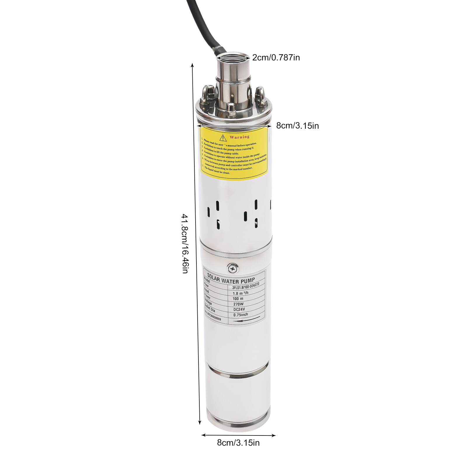 3″ DC 24V Solar Water Pump 270W Submersible Deep Bore Well Pump +MPPT Controller
