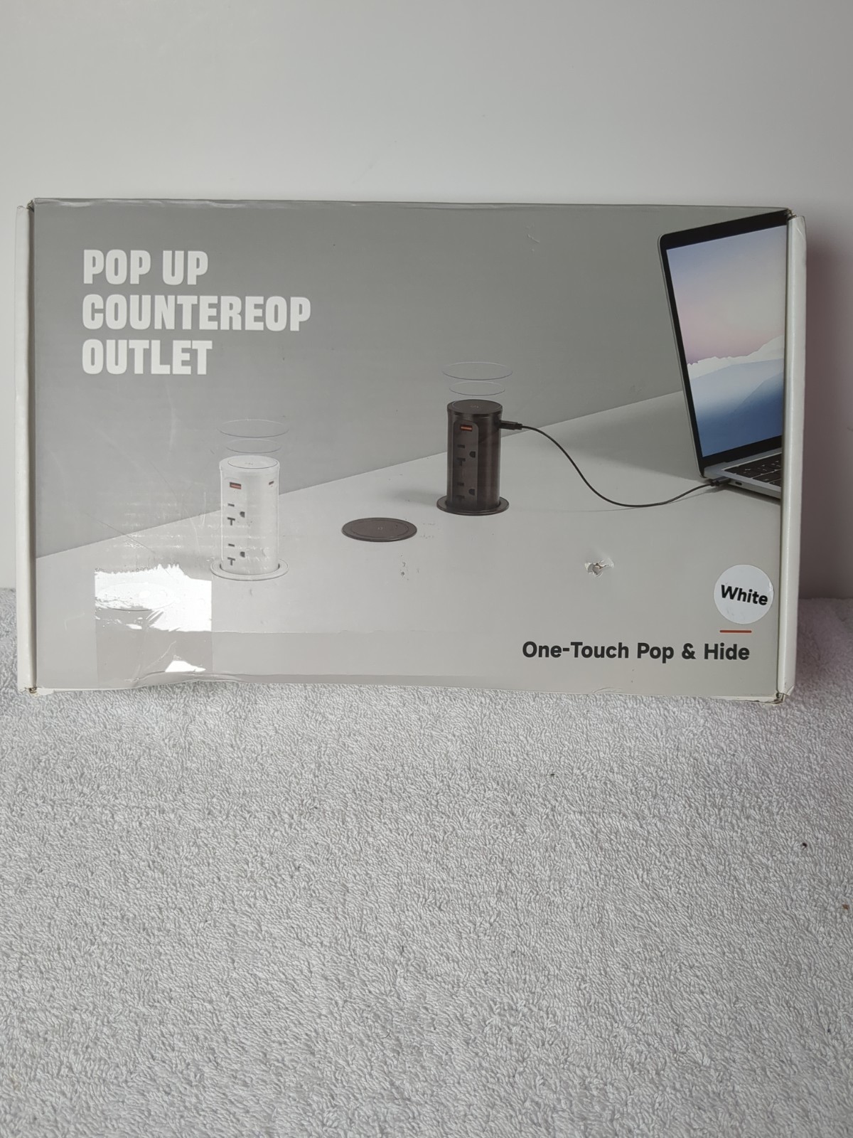 Pop up Countertop Outlet,2.5in Hole Desk Grommet,WhitePD 20W USB C,4 Outlets…