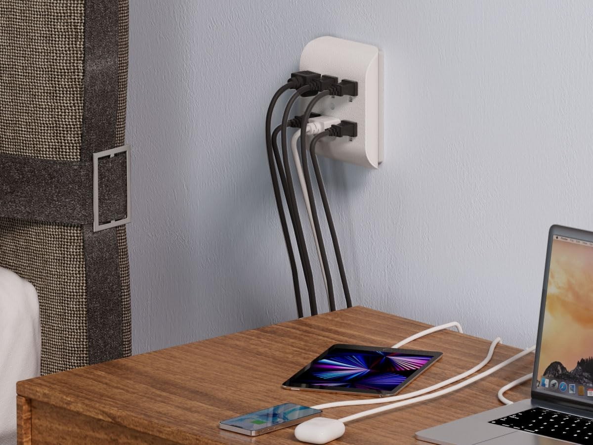 6-Outlet Extender with Central Anchor – Sleek, Safe & Space-Saving Solution