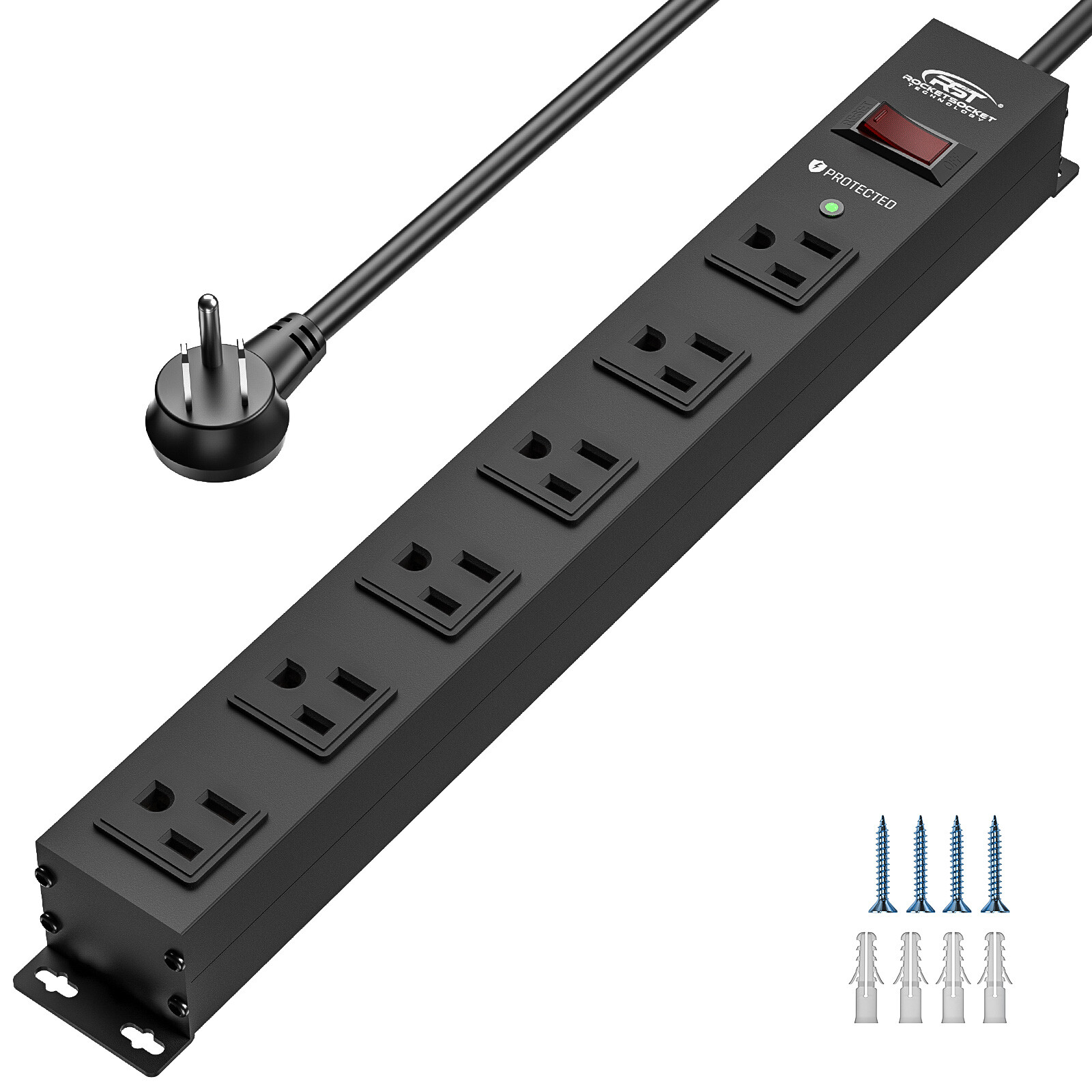 6-Outlet Heavy Duty Power Strip Surge Protector with 6 Ft Cord (15A/1875W),2100J