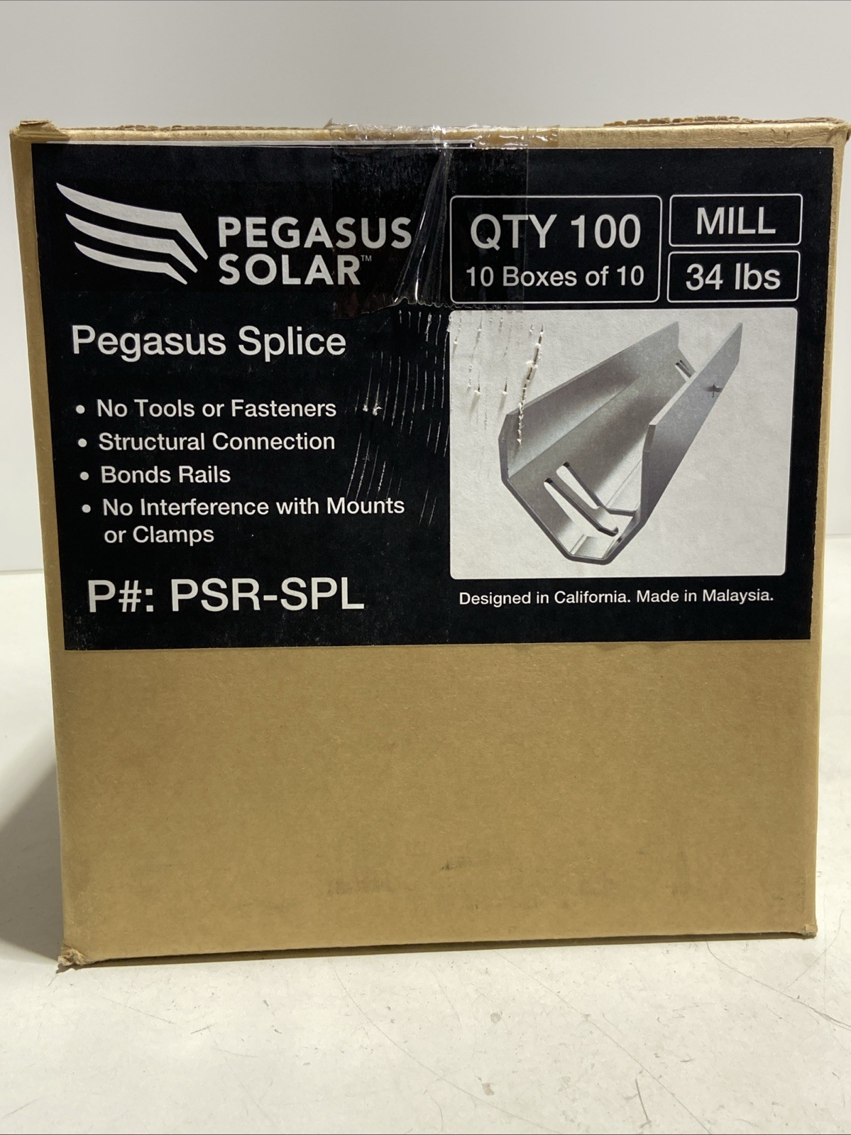 Pegasus solar PSR-SPL Structural Connection Bond Rails Boxes of 10