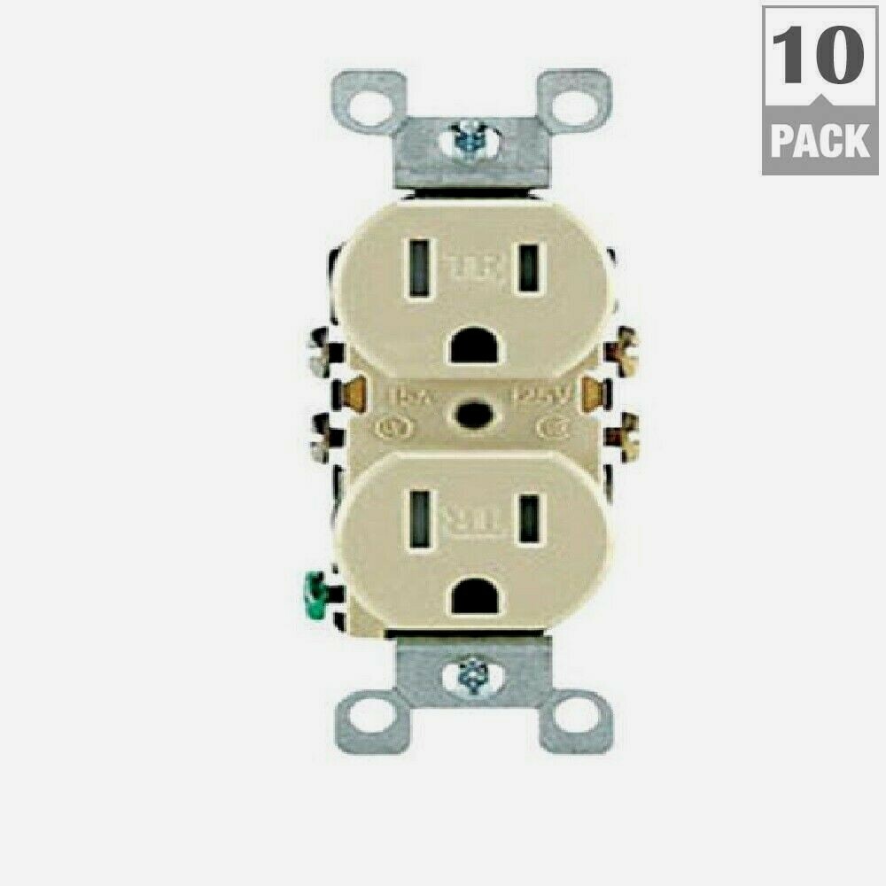 LEVITON IVORY Grounded Tamper Resistant WALL OUTLET 15A 125V 10 PACK T5320-IMP