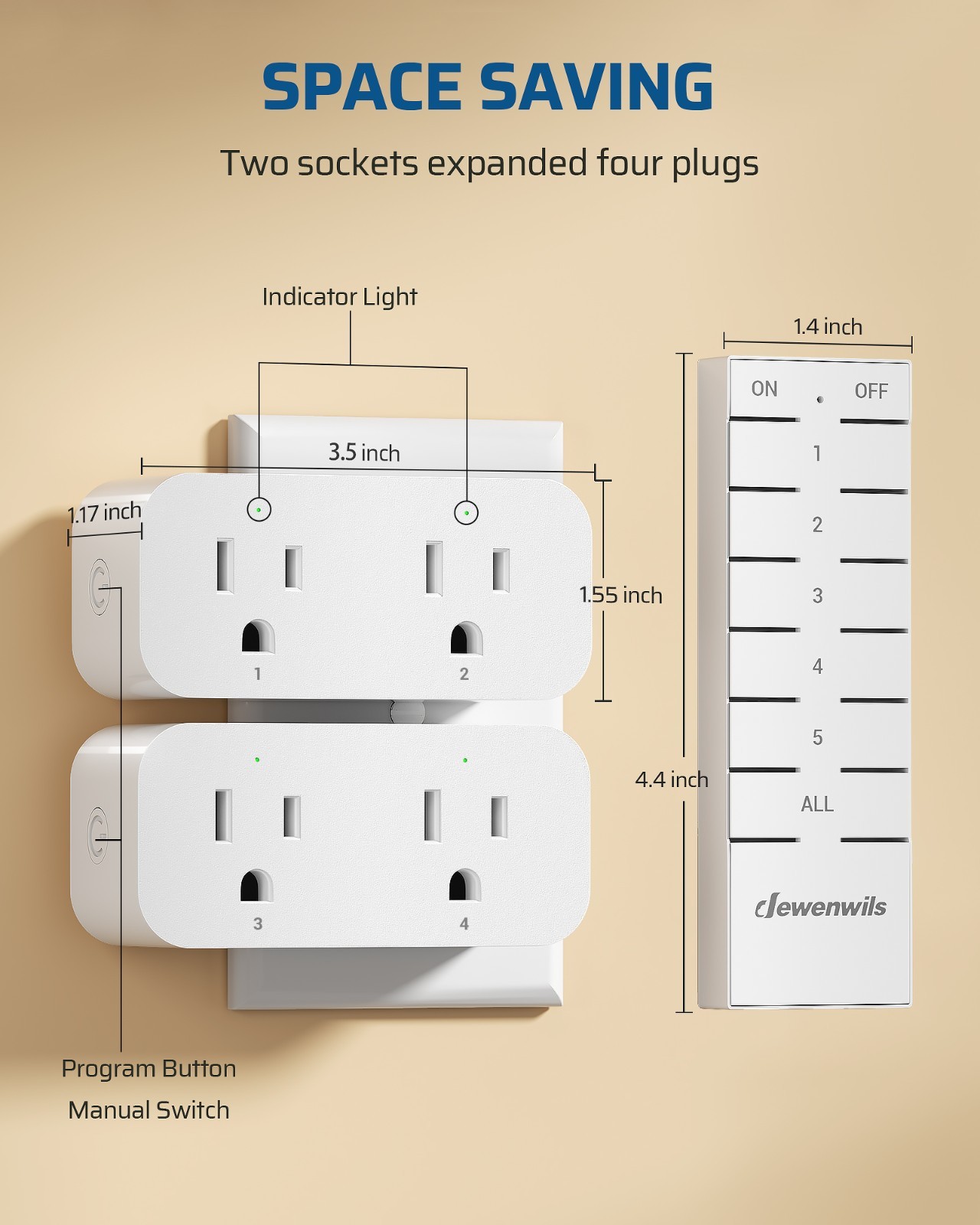 DEWENWILS Remote Control Outlet,100FT Range,4 Independent & 1 All Control Outlet