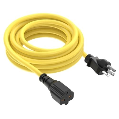 25 Ft 12AWG 20A 125V Extension Cord with 4-in-1 Outlet Adapter