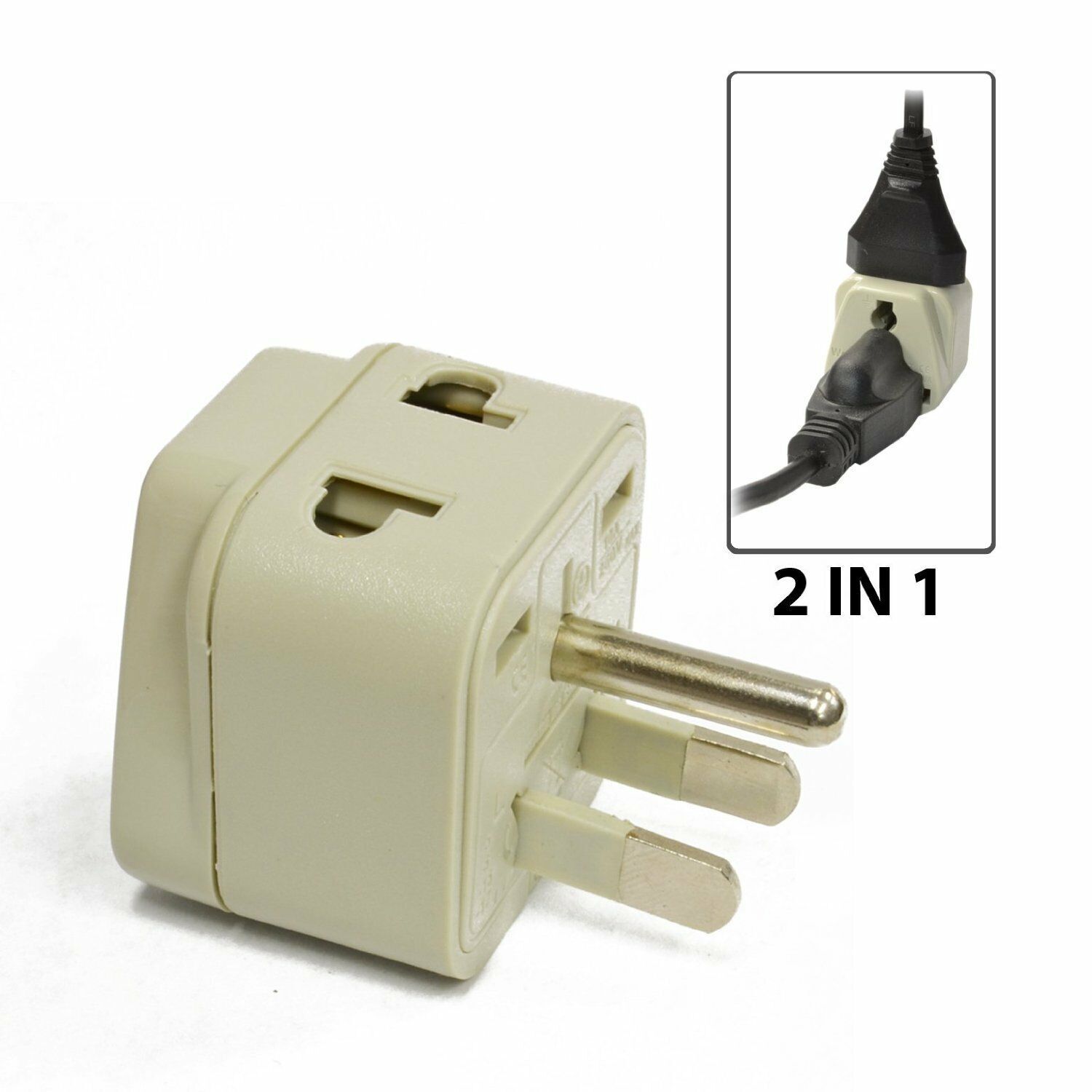 OREI 2 in 1 USA Travel Adapter Plug – UK/EU to US Type B -Grounded Universal