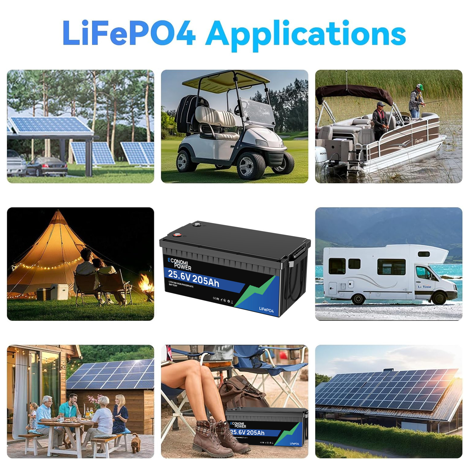 25.6V 205Ah LiFePO4 Battery 5.2kWh 200A BMS Bluetooth | RV Solar Marine Off-Grid