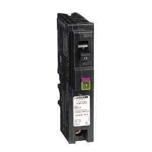 Square D HOM115PDFC Circuit Breaker, Dual Function, Mini, 15 A, 1-Pole