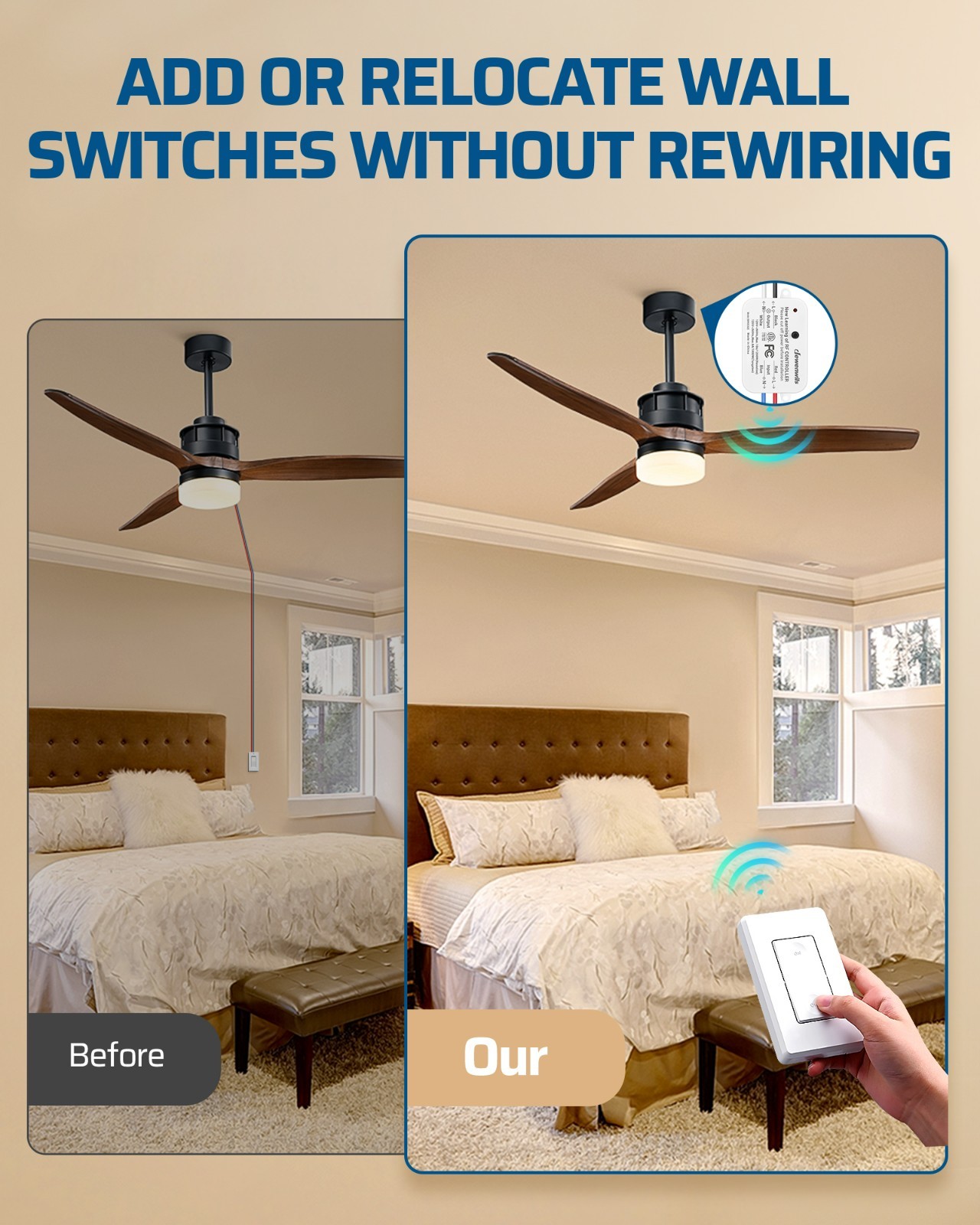 DEWENWILS Wireless Remote Control Wall Light Switch and Receiver Kit for Lamps