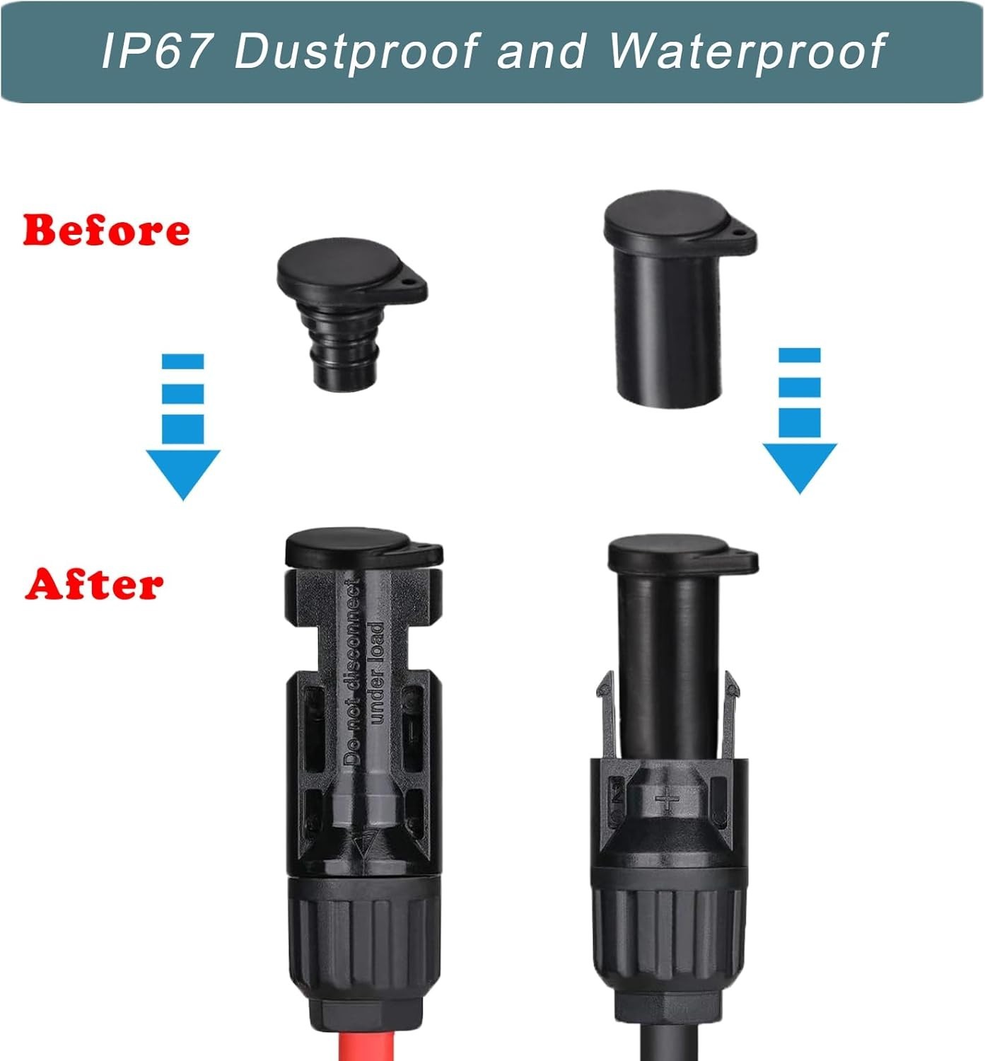 3 Pairs of Durable Dust and Moisture Resistant Solar Connector Caps – Rated
