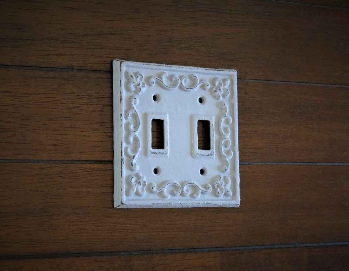 1 White Distressed Double 1 Single Light Switch Plate Cover 2 Wall Plate Covers