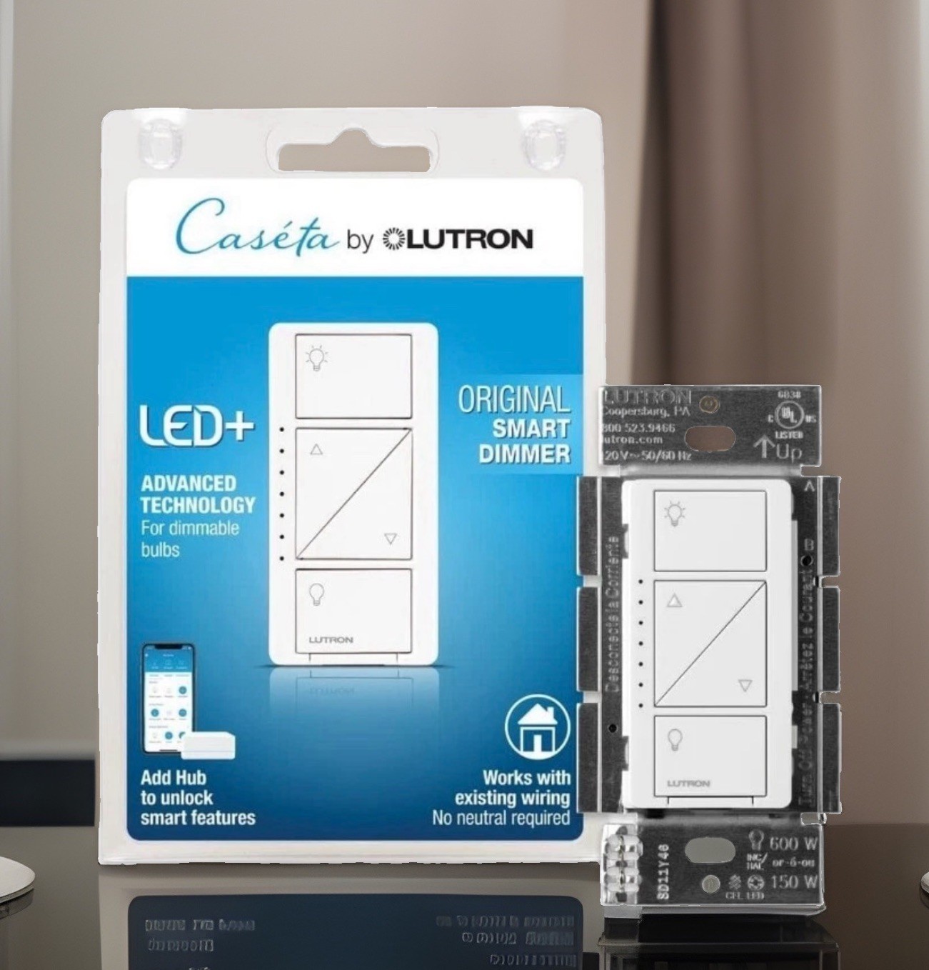 Lutron PD-6WCL-WH-R Lighting Dimmer Switch – White