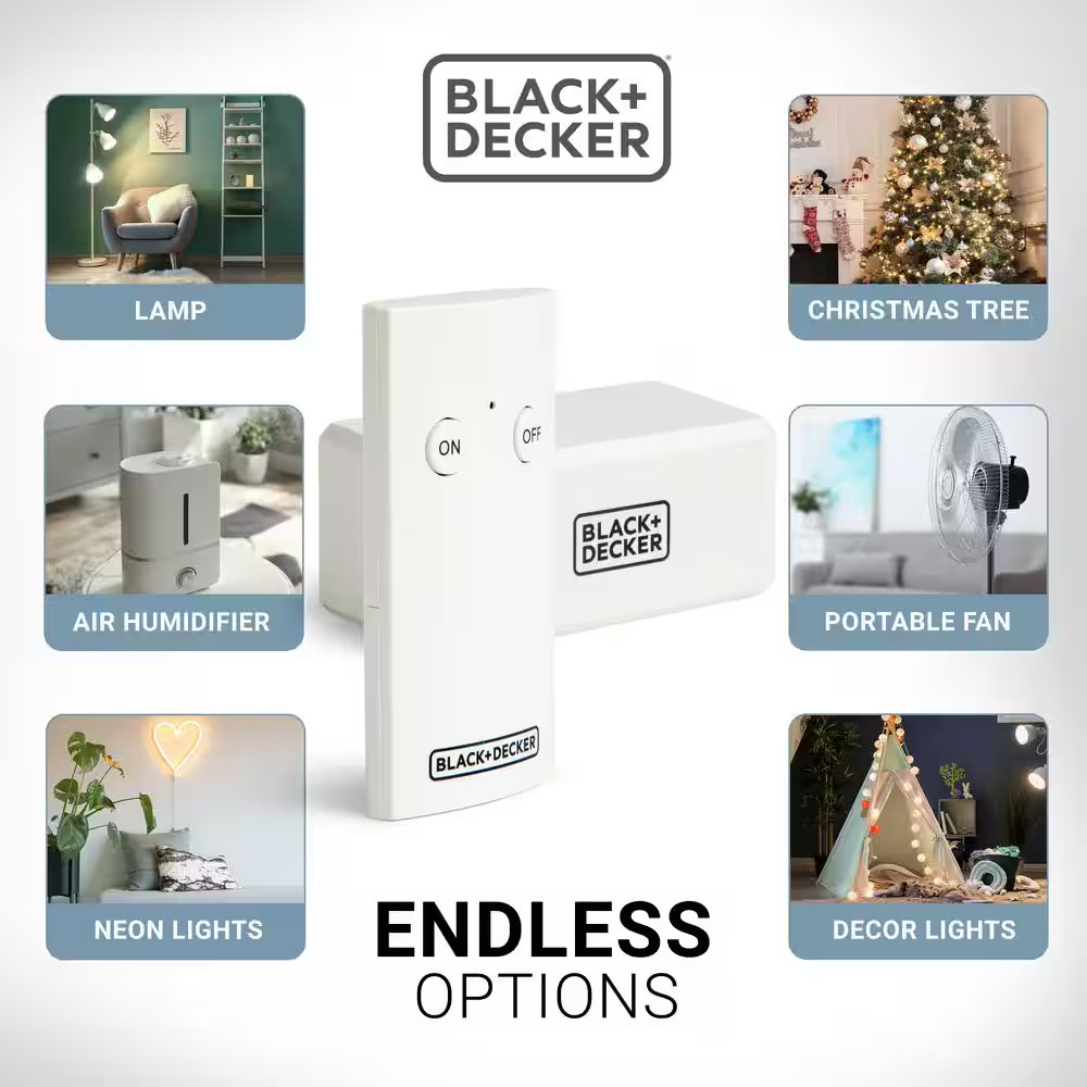 1 Amp to 10 Amp 1-Outlet Plug-In Indoor Wireless Remote Control System with 1 Sm