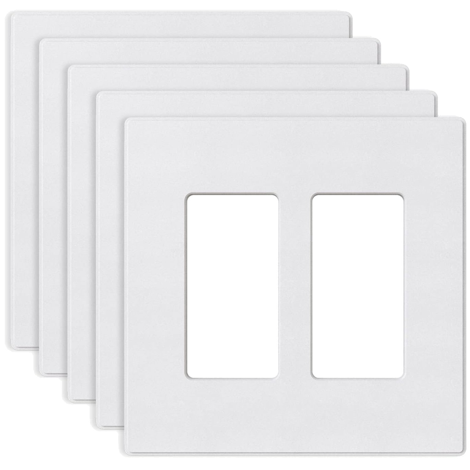 Mid-Size Decorative Faceplate Covers, 5 Pack, White