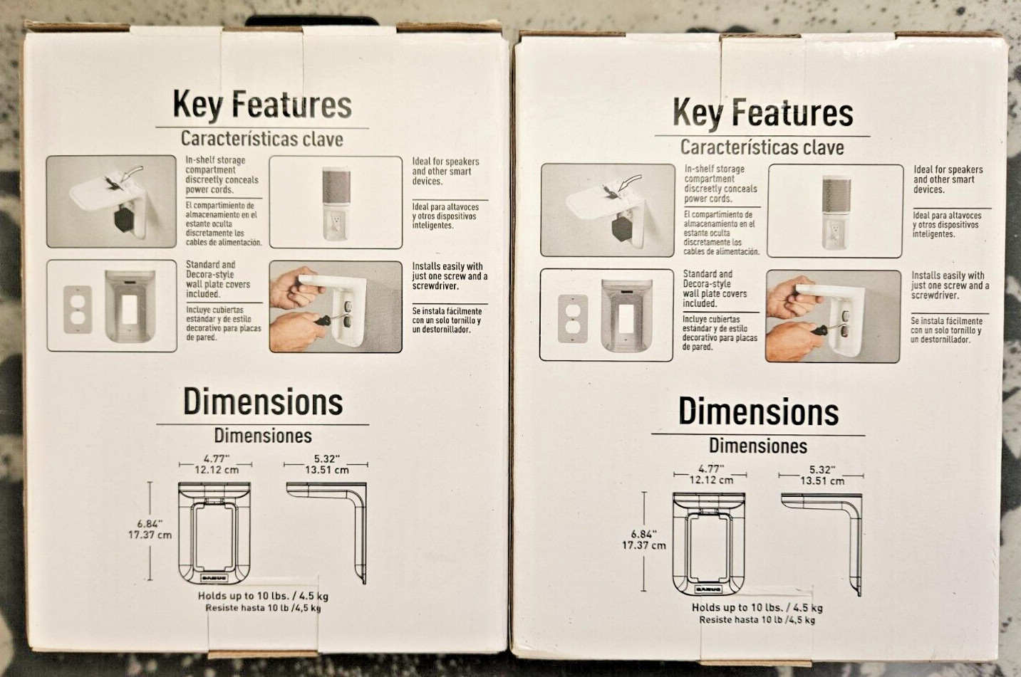 Sanus 1-Gang Specialty Size Outlet Shelf White Plastic Indoor Wall Plate 2 Pack