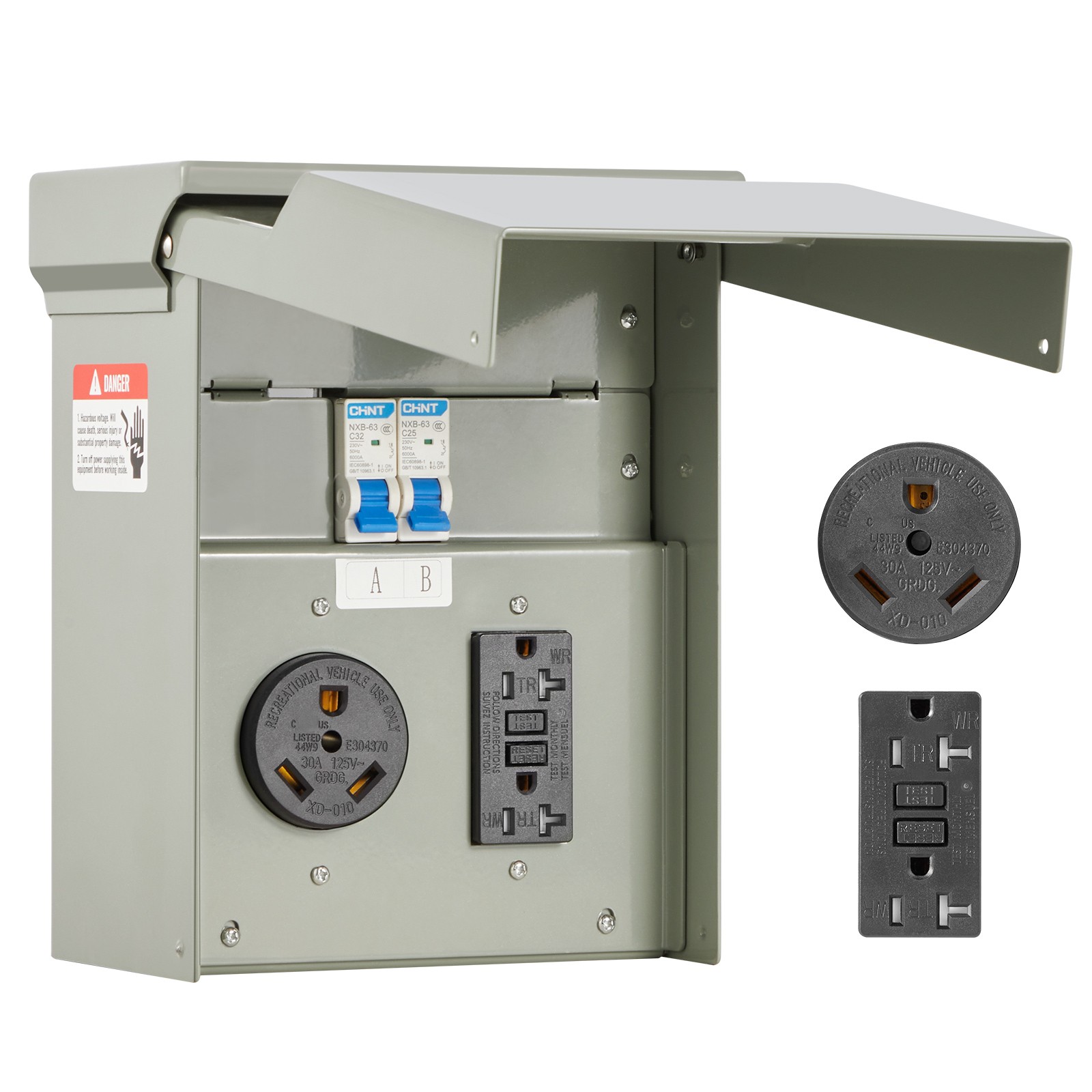 Uimoso Temporary Power Outlet Panel RV Electrical Panel 20 30 Amp RV Outlet Box
