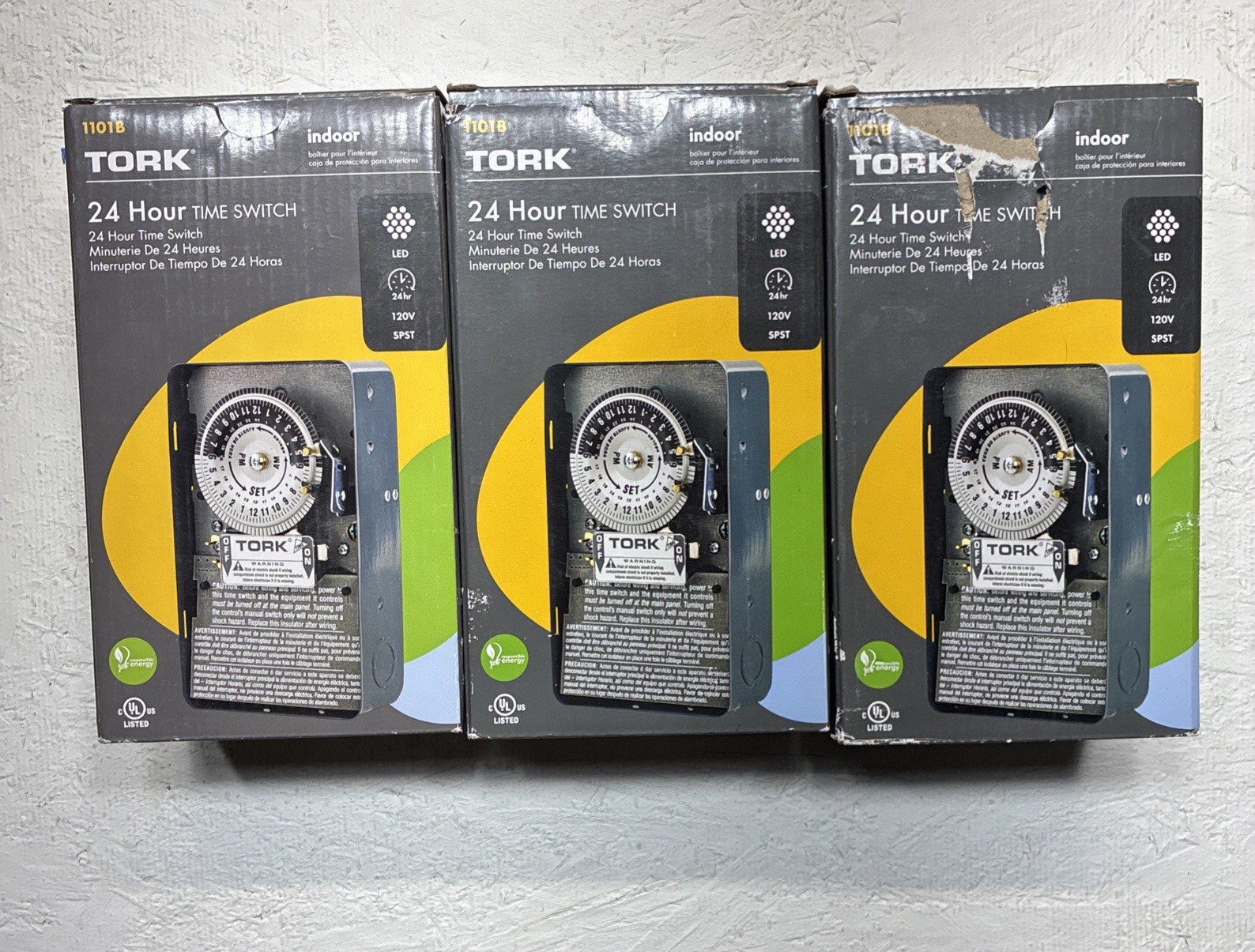 Lot 3 TORK NSI 1101B 24-Hour Indoor Mechanical Time Switch 40A 120V SPST Outputs