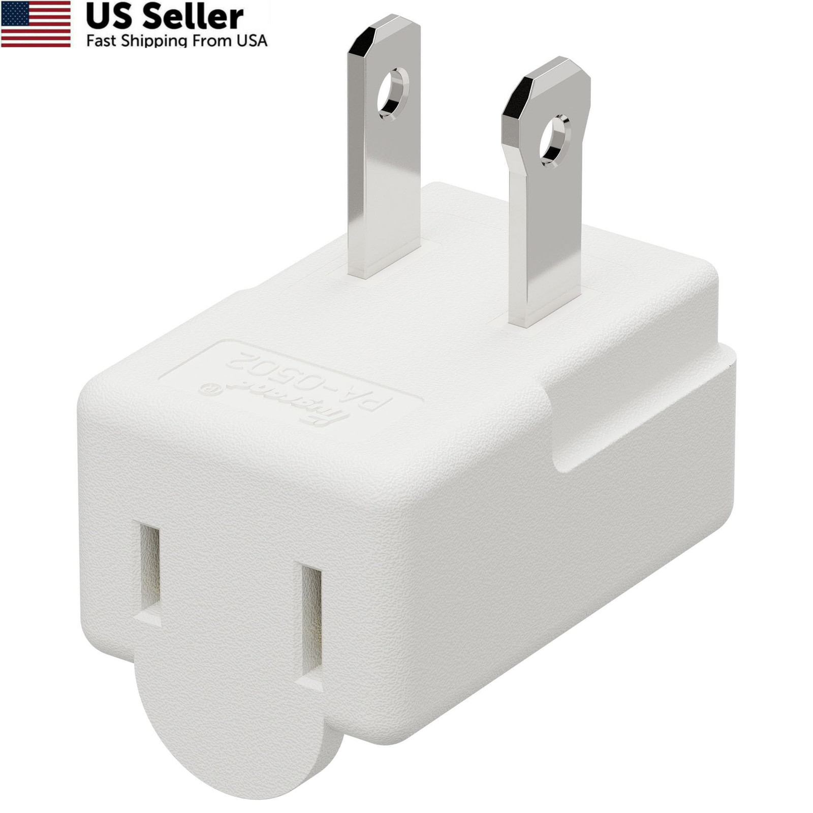 Polarized 2-Prong L Type Adapter, Plugrand Vertical Down Angle, White