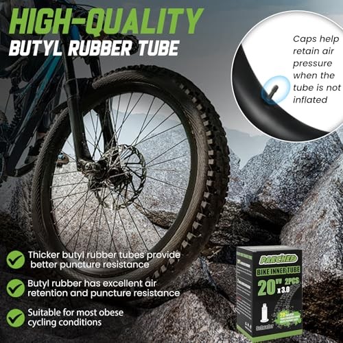 20×3 Bike Tube with Schrader Valve – Heavy Duty Butyl Rubber Inner Tube for
