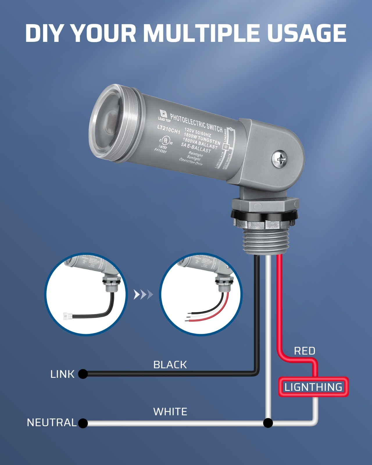 DEWENWILS Dusk to Dawn Sensor, Photocell Light Control for Outdoor Transformer