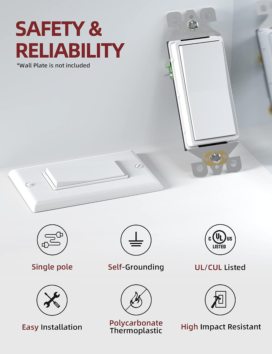 AIDA 20 Pack 𝟮𝟬 𝗔𝗺𝗽𝘀 Outlets Duplex + 20 Pack Decorative Switch