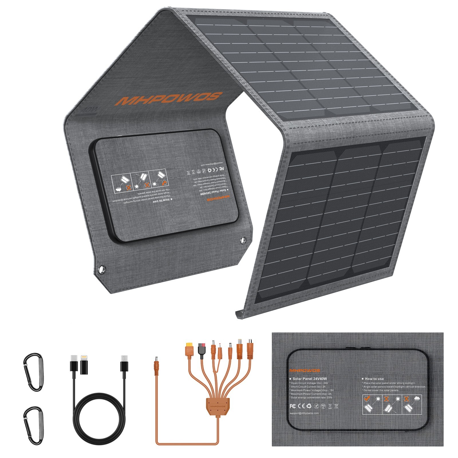 40 Watt Solar Panel USB IP65 Waterproof Solar Panel for RV Camping Backpacking