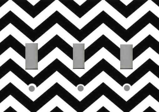 CHEVRON ZIG ZAG BLACK AND WHITE HOME WALL DECOR LIGHT SWITCH PLATES OR OUTLETS