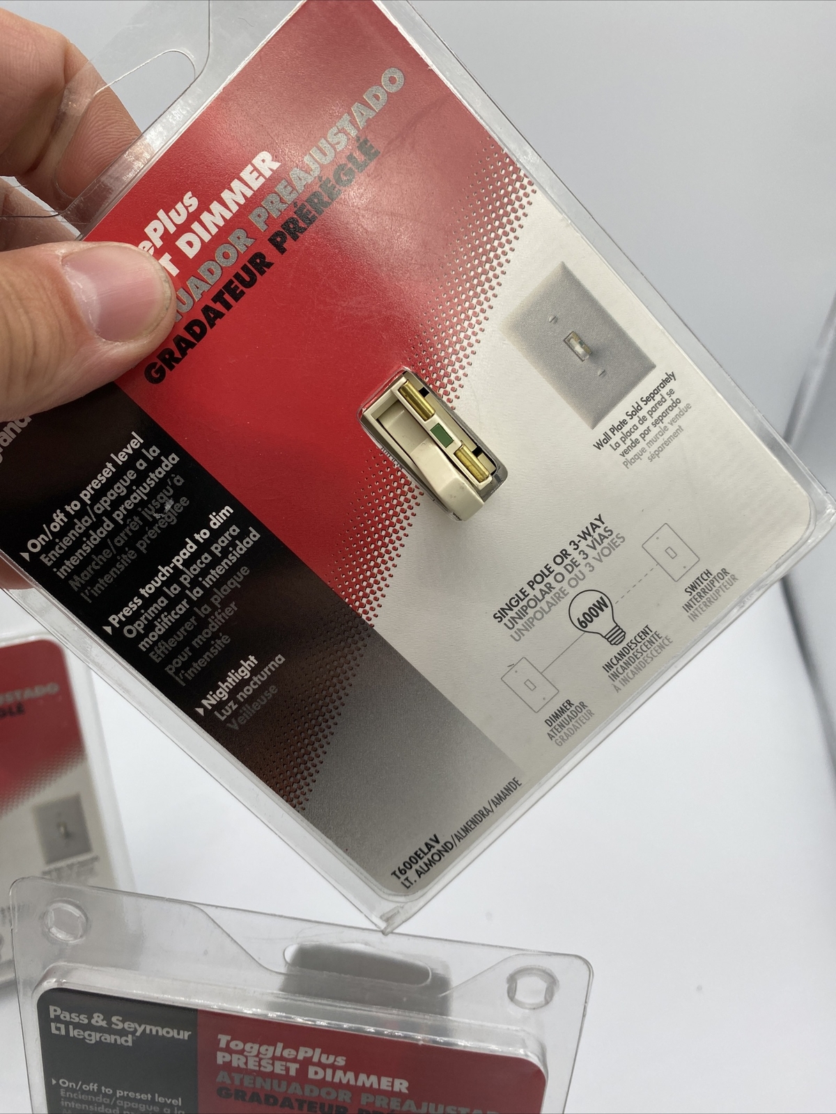 LOT OF 3 Pass & Seymour Legrand Toggleplus preset dimmer T600ELAV almond color