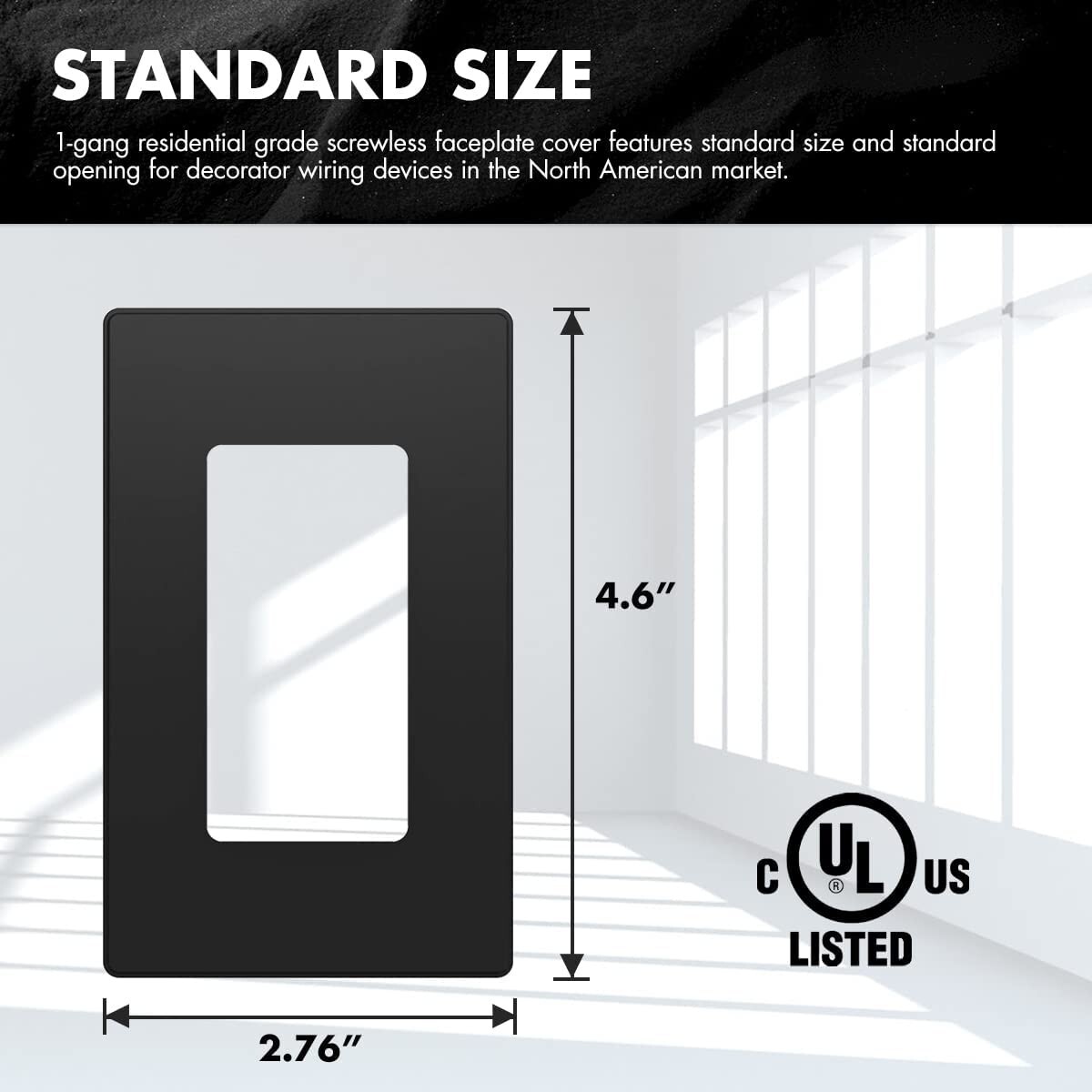 Black 1-Gang Decora Wall Plates, Standard Size Unbreakable Polycarbonate, 10Pack