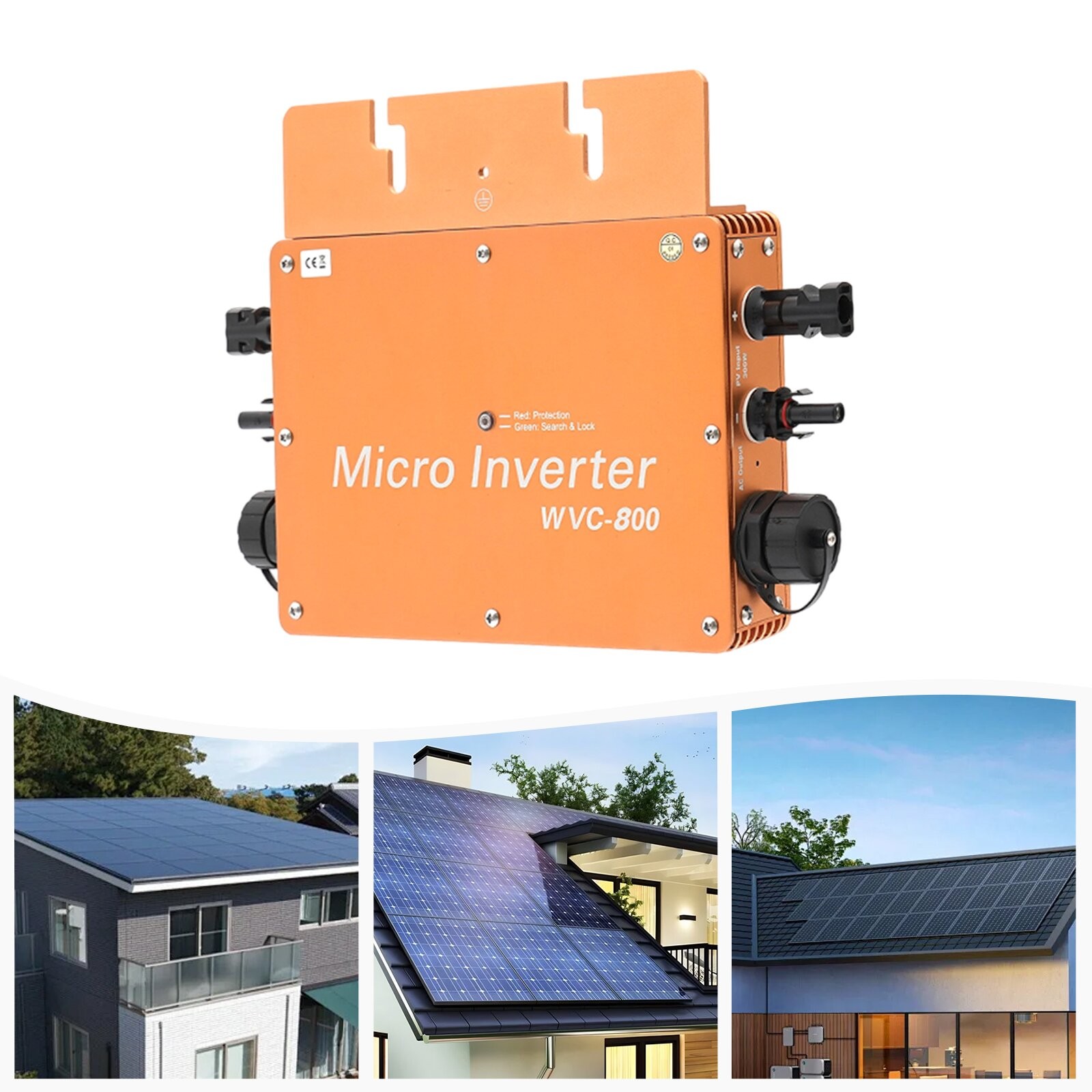 800W Solar Power Inverter MPPT LCD Display 120V/230V Output Gold US Plug