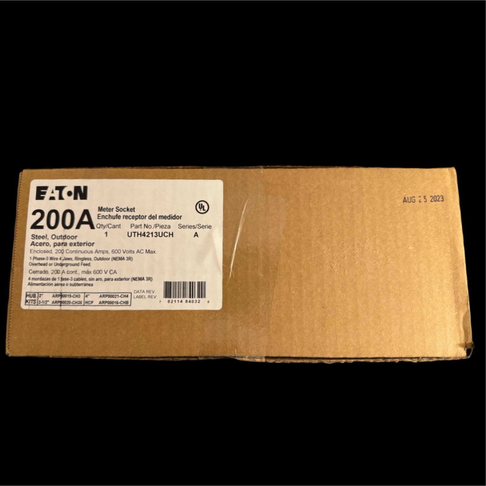 Eaton 200A Meter Socket Outdoor Steel Ringless NEMA 3R UTH4213UCH