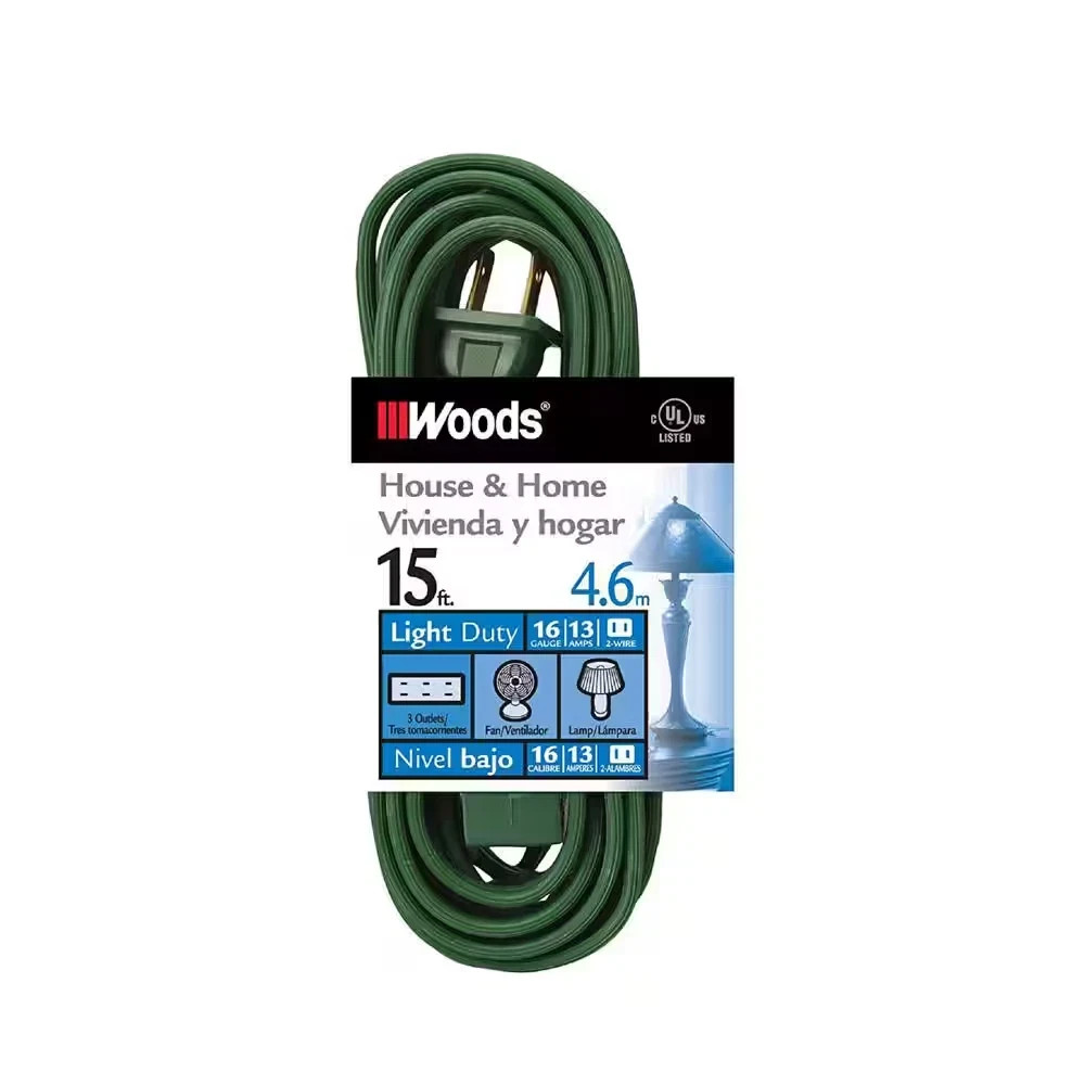15 Ft. 16/2 SPT-2 Multi-Outlet (3) Indoor Light-Duty Extension Cord with Safety