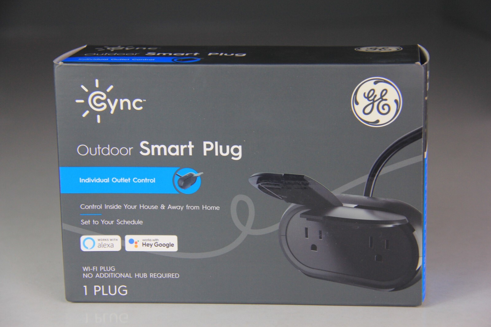 GE CYNC Outdoor Smart Plug, Bluetooth / Wi-Fi Outlet Socket Alexa & Google Home