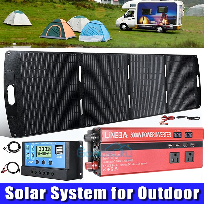 5000W INVERTER Solar Power Supplies Solar Panels Kits for Outdoor Home Garden