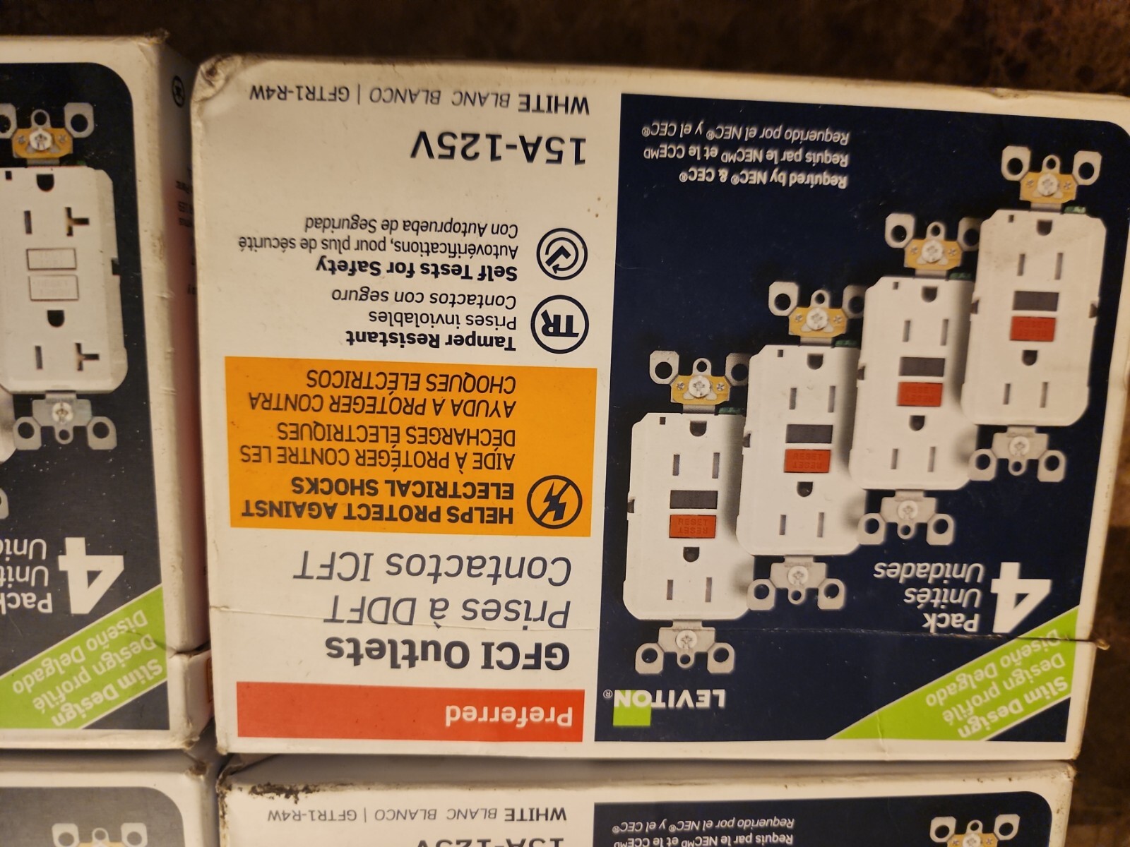 LOT OF 4 LEVITON 2X GFTR1-4W 1X GFTR1 R4W GFTR2 4W TAMPER RESISTANT WHITE