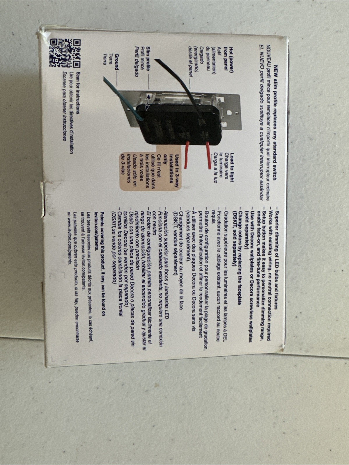 Leviton Decora DSL01-3PW 3 Pack LED Rocker Dimmers with Slider White NEW G1