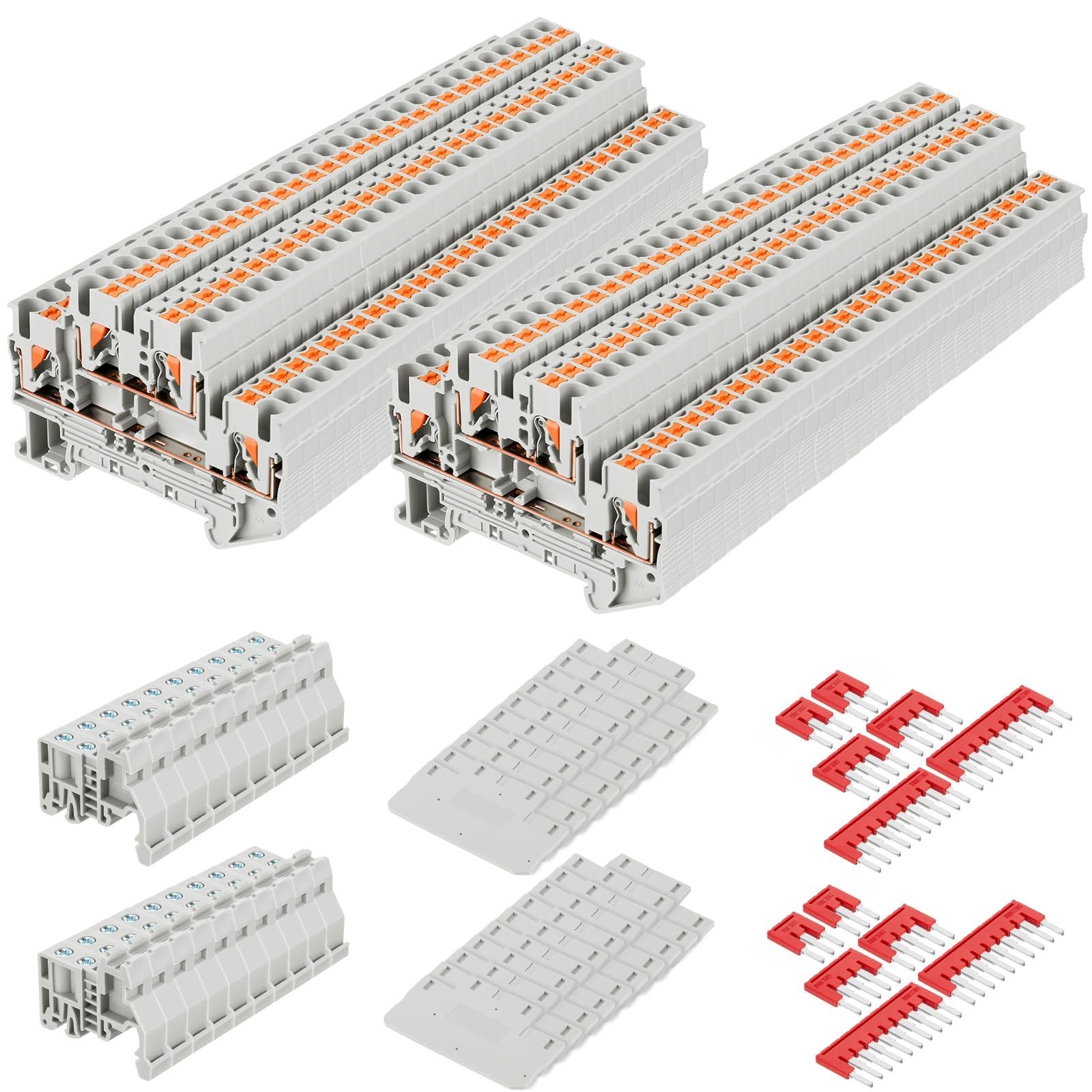 DIN Rail Terminal Block Twin Spring Terminal Connectors Push in Type PT Screw…