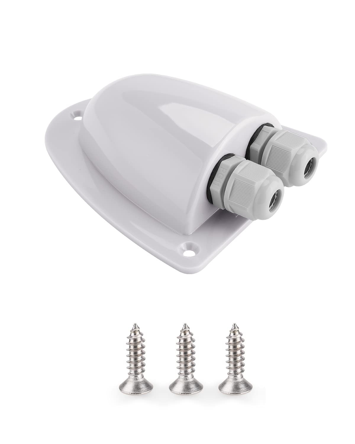 White Solar Double Cable Entry Gland 14AWG-10AWG 1 Pack
