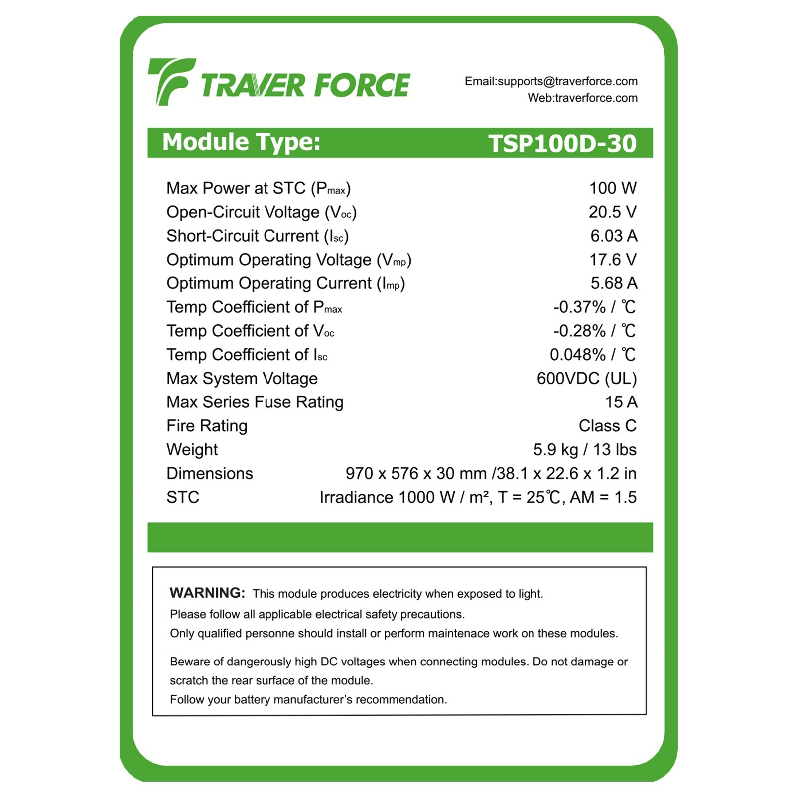 Traver Force 2 packs 100 Watt 12 Volt 9BB Monocrystalline Solar Panel