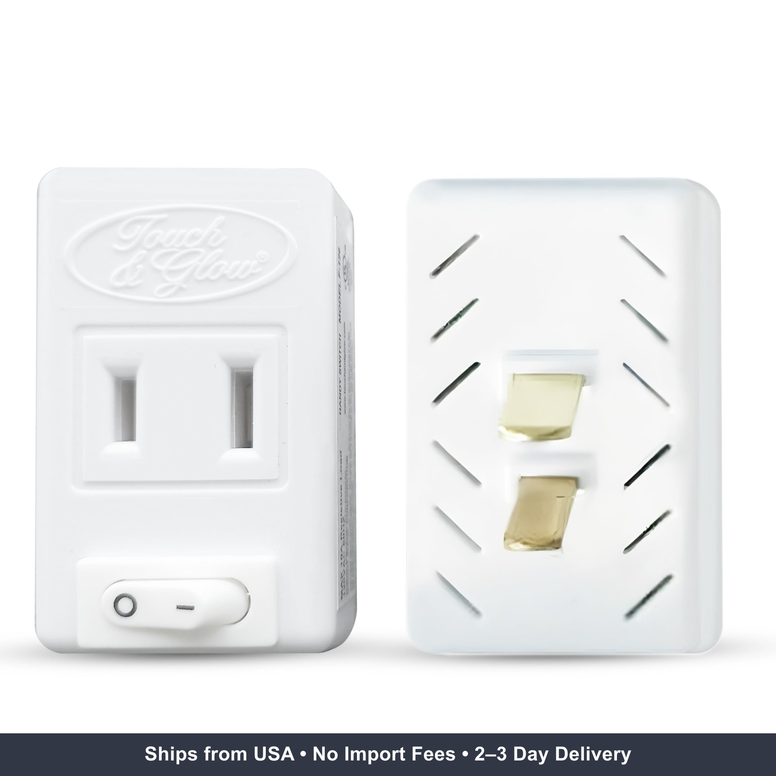 Touch & Glow – 2 Prong Outlet Switch – Single Port Outlet Extender with On/Off S