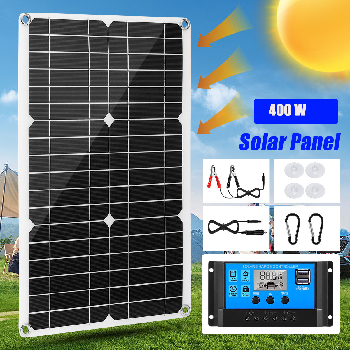 400W Watt Flexible Solar Panel 12V Mono Home RV Rooftop Camping Off-Grid Power