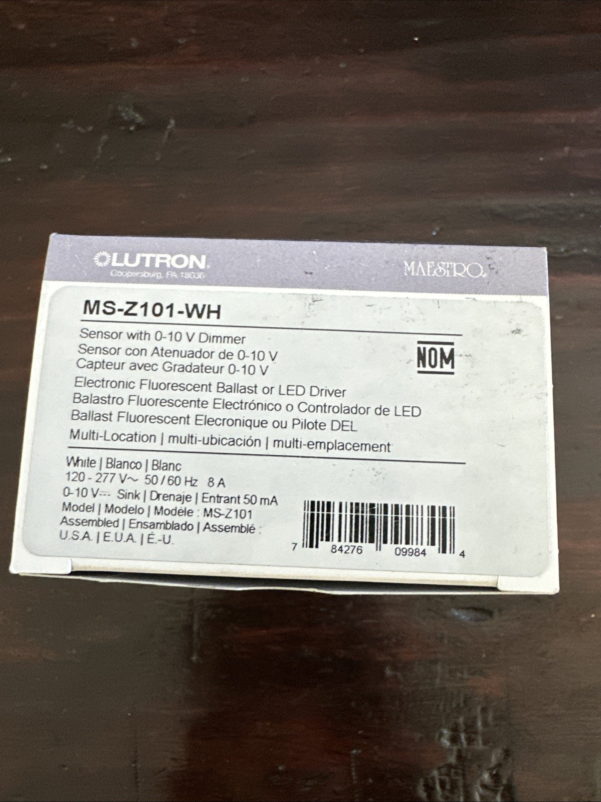 Lutron MS-Z101-WH Maestro 0-10V Dimmer Sensor Wall Switch White 120-277V AC