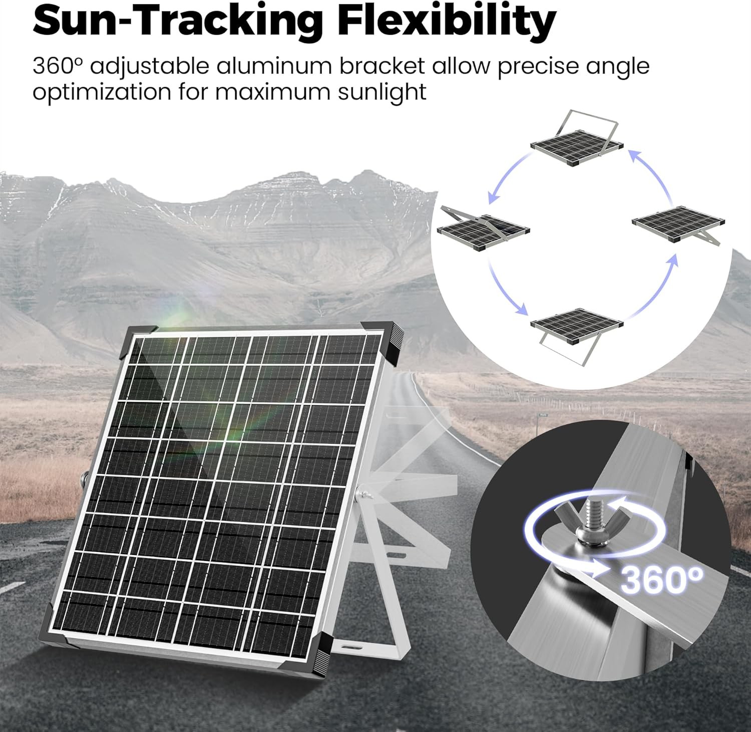 Solar Panel Kit 20W 12V, Battery Trickle Charger 20W, Silver