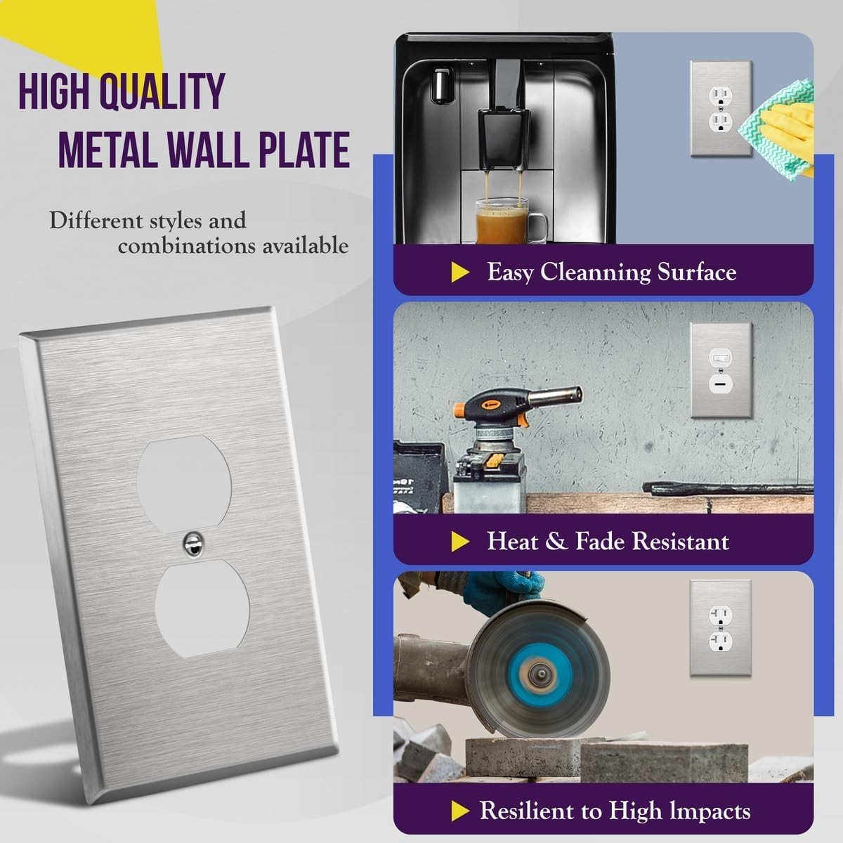 Stainless Steel Jumbo Wall Plate 5.5″x3.5″ – Corrosion & Impact Resistant